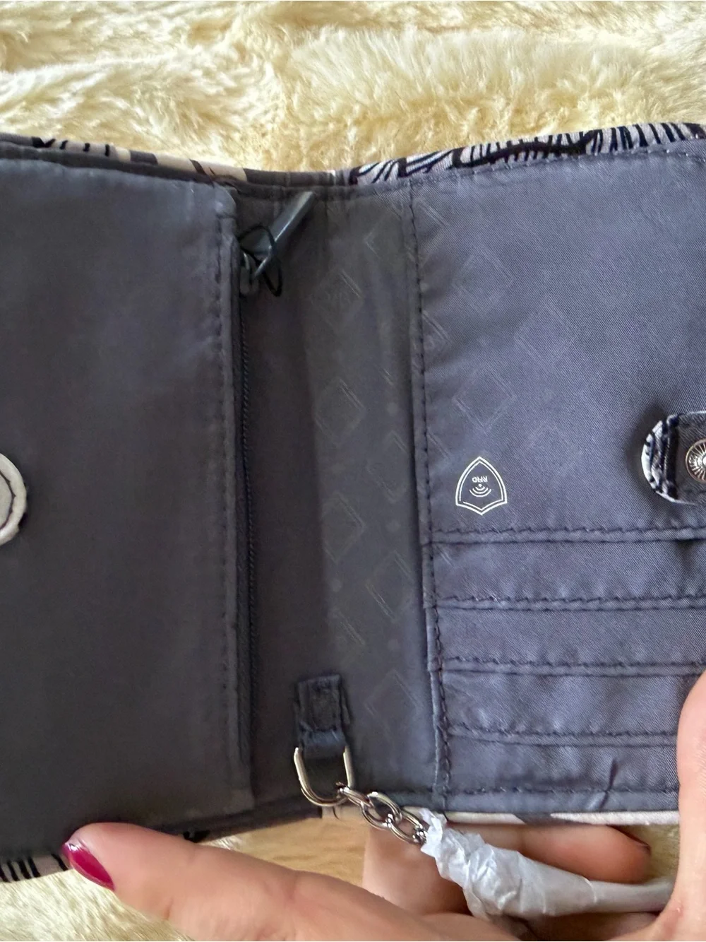 Vera Bradley Gray and White Quilted Floral Phone Wallet